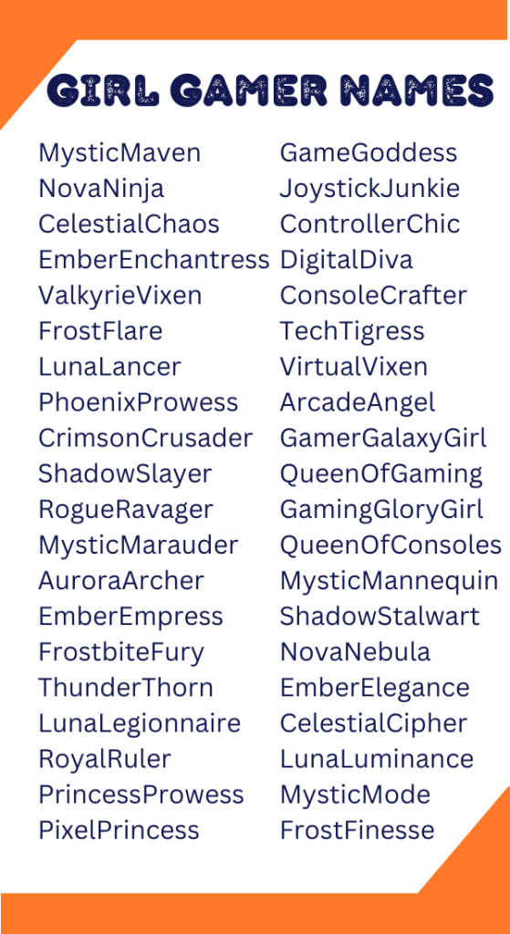 550+ Girl Gamer Names Unique Creative Stylish Cute & Cool