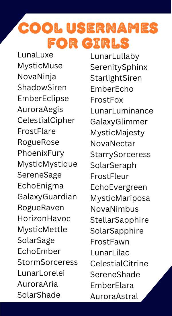 550+ Cool Usernames for Girls Unique Creative & Stylish