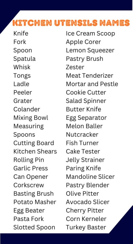 Kitchen Utensils Names
