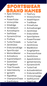 580+ Sportswear Brand Names Creative Unique Cool & Catchy