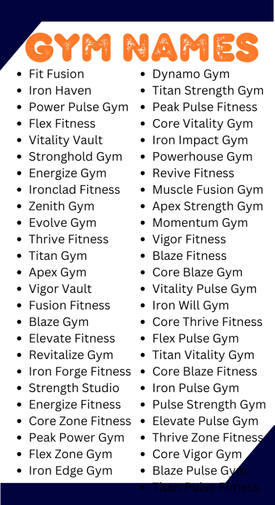 500 Gym Names Creative Unique Motivated Funny Cool